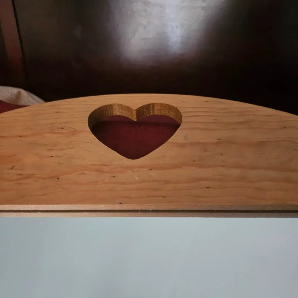 heart cut out pine mirror